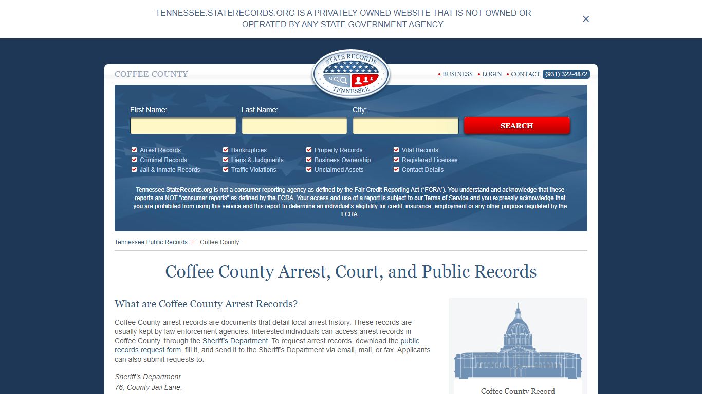 Coffee County Arrest, Court, and Public Records