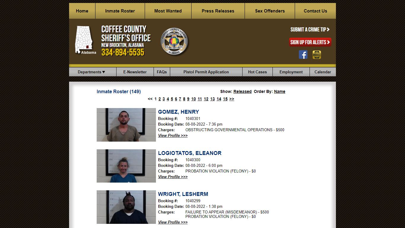 Inmate Roster - Coffee County AL Sheriff's Office